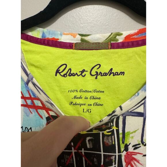 Robert Graham 100% Cotton Graffiti T Shirt Size Large - Picture 2 of 6
